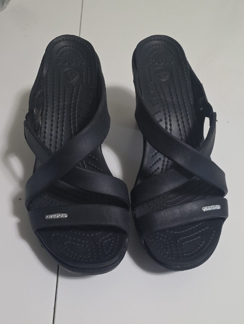 CROCS Women’s Black Crisscross Slide Sandal Heels